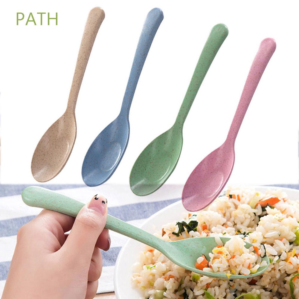 Bộ 1/ 3 muỗng sợi rơm lúa mì thân thiện với môi trường nhỏ gọn dễ dàng mang theo tiện lợi