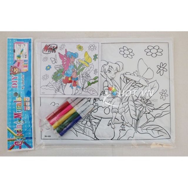 Tranh nhựa 3D tô mầu kèm bút mầu