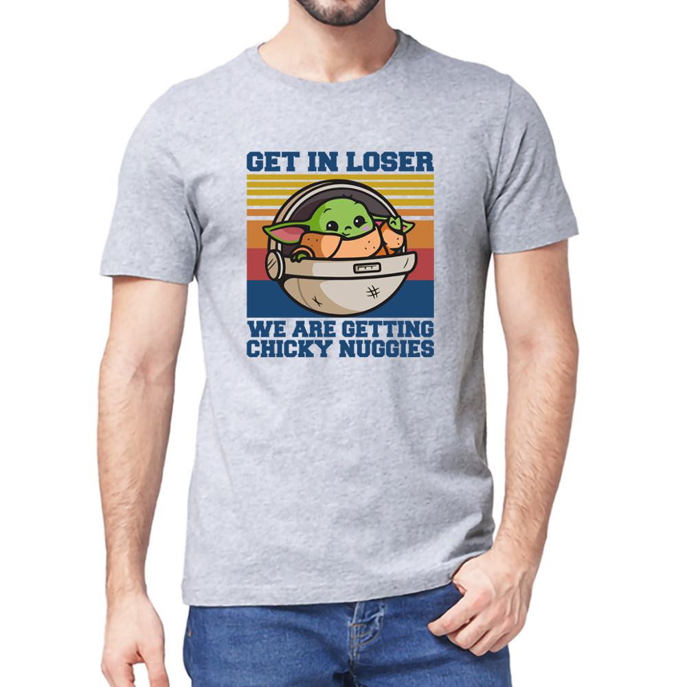 Áo Thun cotton Tay Ngắn Dáng Ôm in Chữ Get in Loser We are Get Chicky Nuggies Thời Trang Cho Nam Size XS-3
