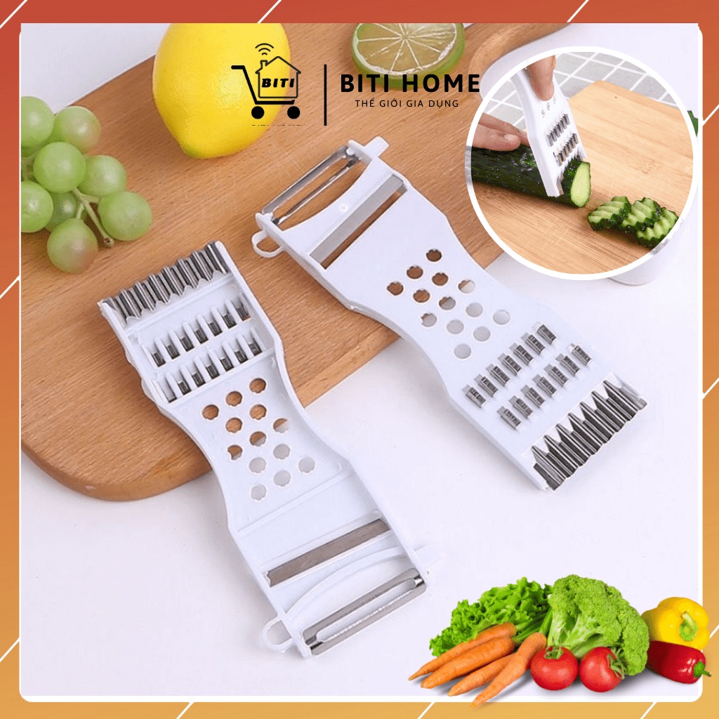 Nạo rau củ quả đa năng (nạo sợi, thái sóng, nạo vỏ..) chống han gỉ, dụng cụ nạo củ quả nhỏ gọn, nhanh chóng, 3 màu