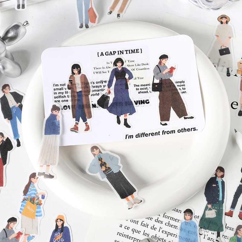 Set 40 miếng sticker nhãn dán giấy washi Street style Thời trang đường phố