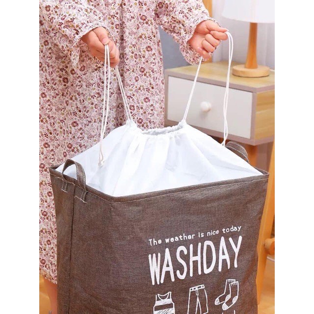 Giỏ đựng quần áo bằng vải cỡ lớn, túi đựng chăn màn đa năng washday có thể gấp gọn vintage ngăn ngừa nấm mốc