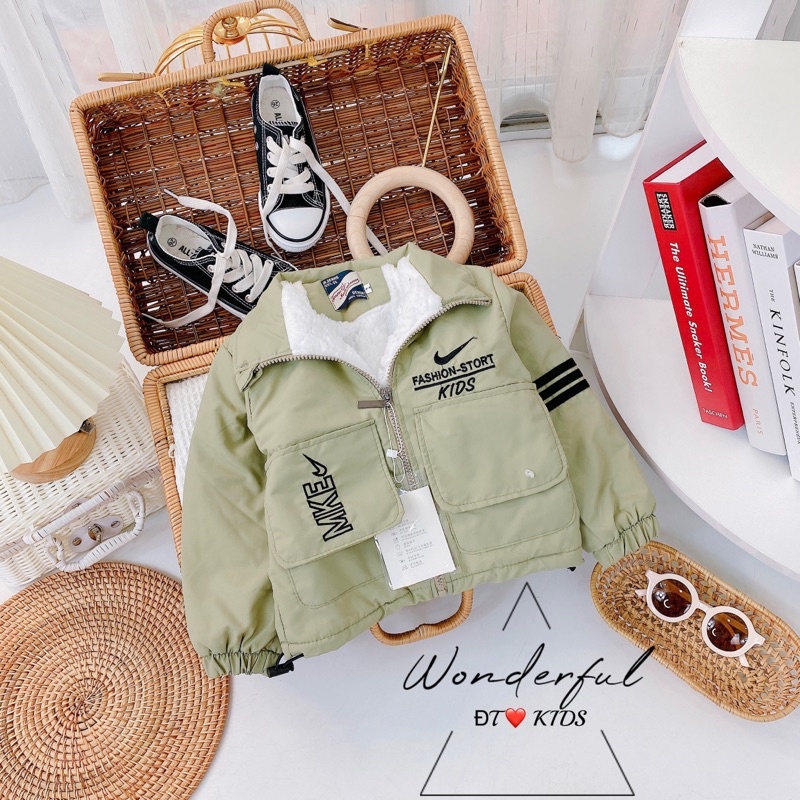Áo khoác gió lót lông cho bé trai, bé gái từ 8-20kg Kidbabyonline K075