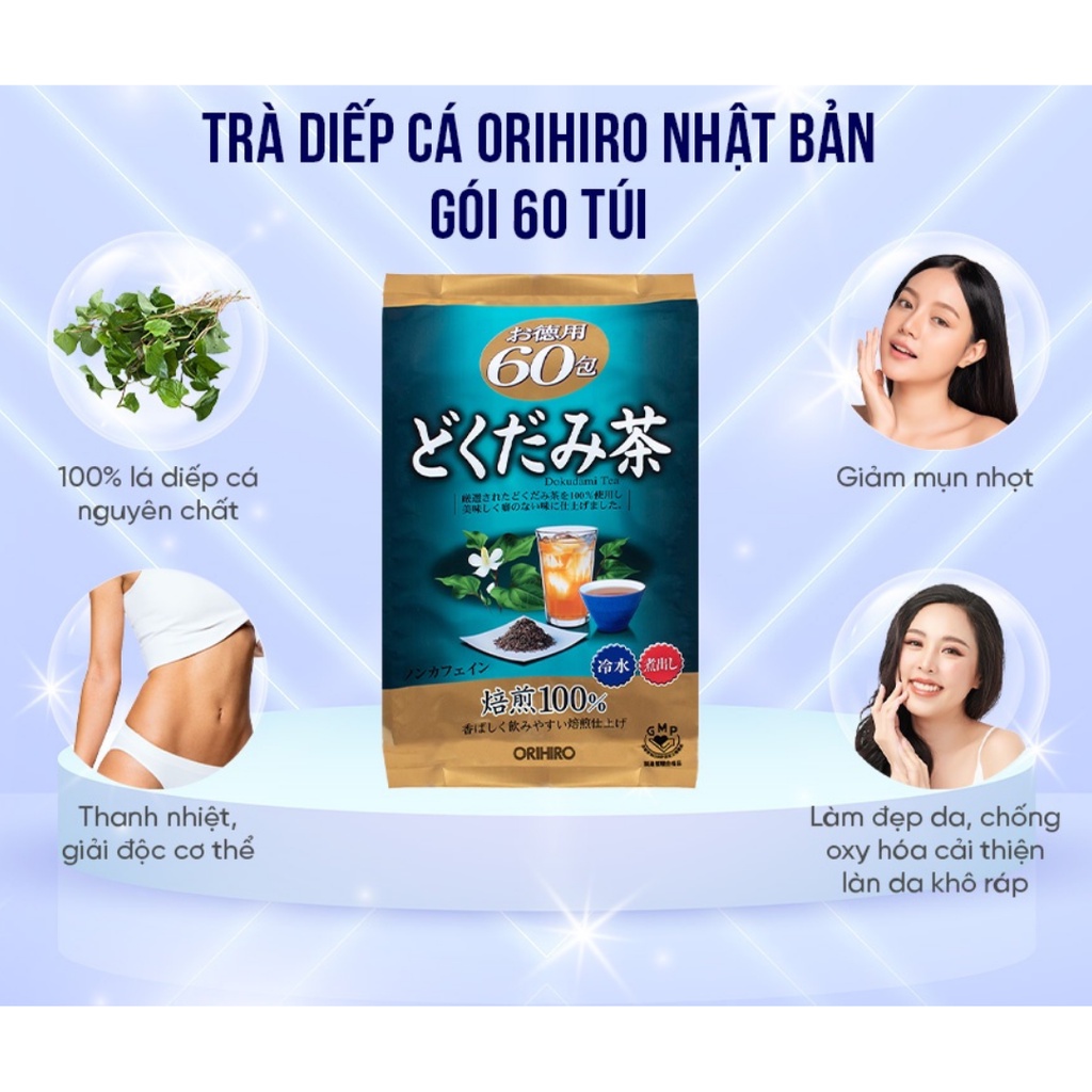 Thanh lý Trà Diếp Cá Orihiro Hỗ Trợ Thanh Nhiệt, Thải Độc Nhật Bản (60 Gói/Túi) rách vỏ ngoài