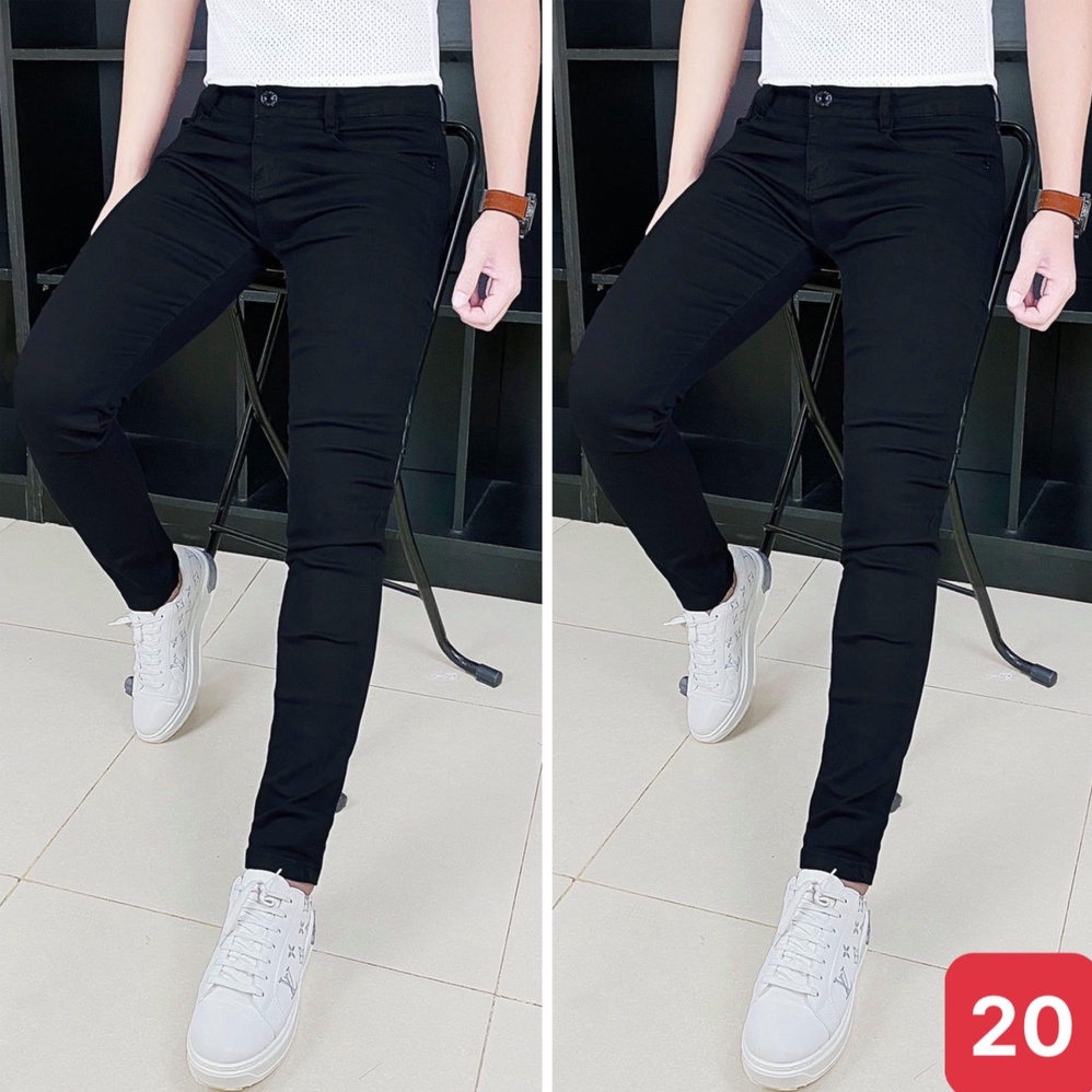 Quần jeans nam đen đậm trơn không rách gối chất jean bò cao cấp co dãn 4 chiều cực đẹp rin trơn from dáng skinny đẹp AD1