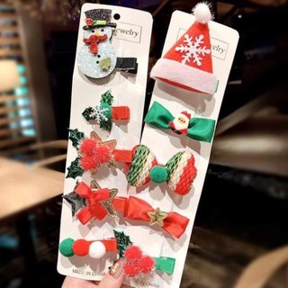 [ THANH LÝ HÀNG ] VỈ SÉT 5 KẸP TÓC NOEL CHO BÉ