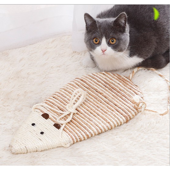 SP1258 - Bàn cào cói hình mèo, chuột cho mèo con - Bàn cào thừng cho mèo mài móng