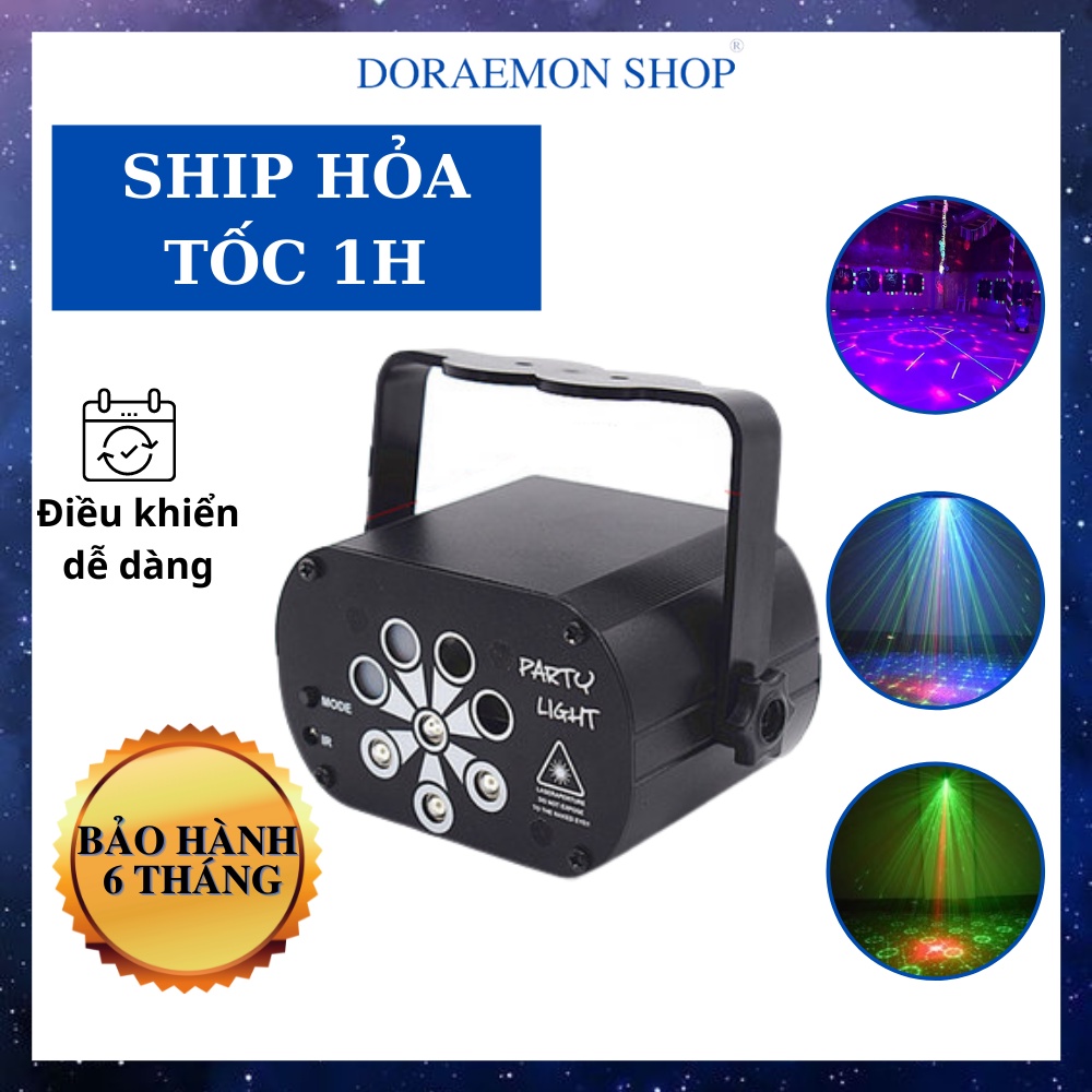 Đèn laser phòng bay karaoke chiếu hình theo nhạc, chiếu tia 3d ánh sáng 128 màu không dây giá rẻ