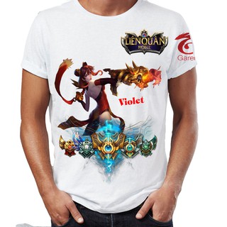 Áo thun Liên Quân Mobile 3D Skin Violet Nữ Hoàng Pháo Hoa LQMVIO01 (Trắng)