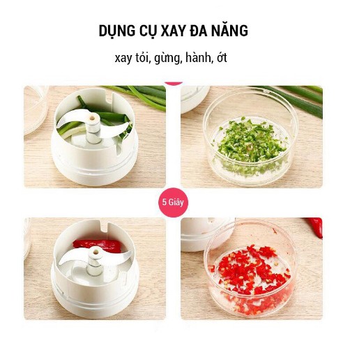 Dụng cụ xay tỏi ớt cầm tay đa năng thế hệ mới, Máy xay tỏi Mini Food Chopper