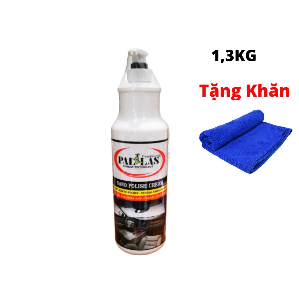 Dung Dịch Phủ Bóng Nội Thất Xe Hơi Bóng Nhựa Bóng Da Simili Nano pallas 1,3kg Tặng Khăn