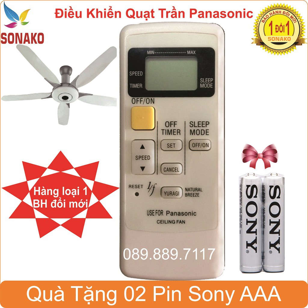 Điều khiển Quạt Trần Panasonic, remote quạt Pana, quạt trần Panasonic 5 cánh