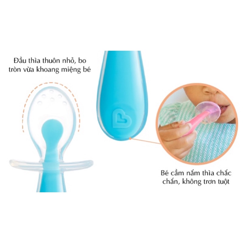 Bộ 2 thìa silicone tập hút chống hóc Munchkin