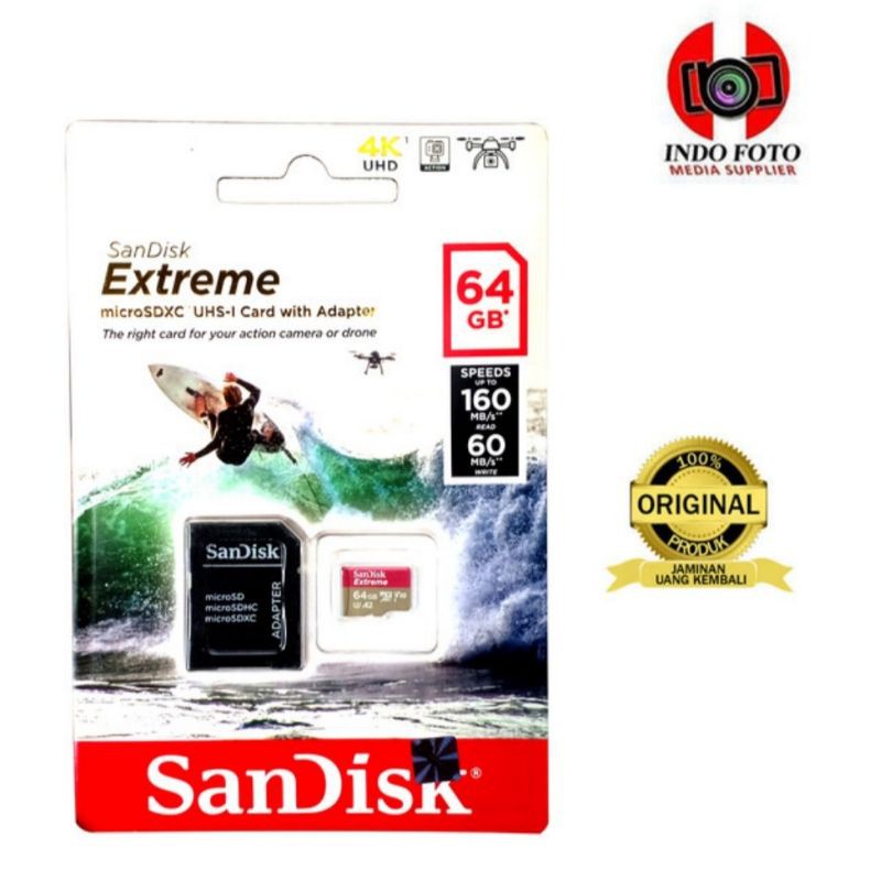 Thẻ Nhớ Micro Sdxc Sandisk 64gb 160 / 60mbps-uhs I A2