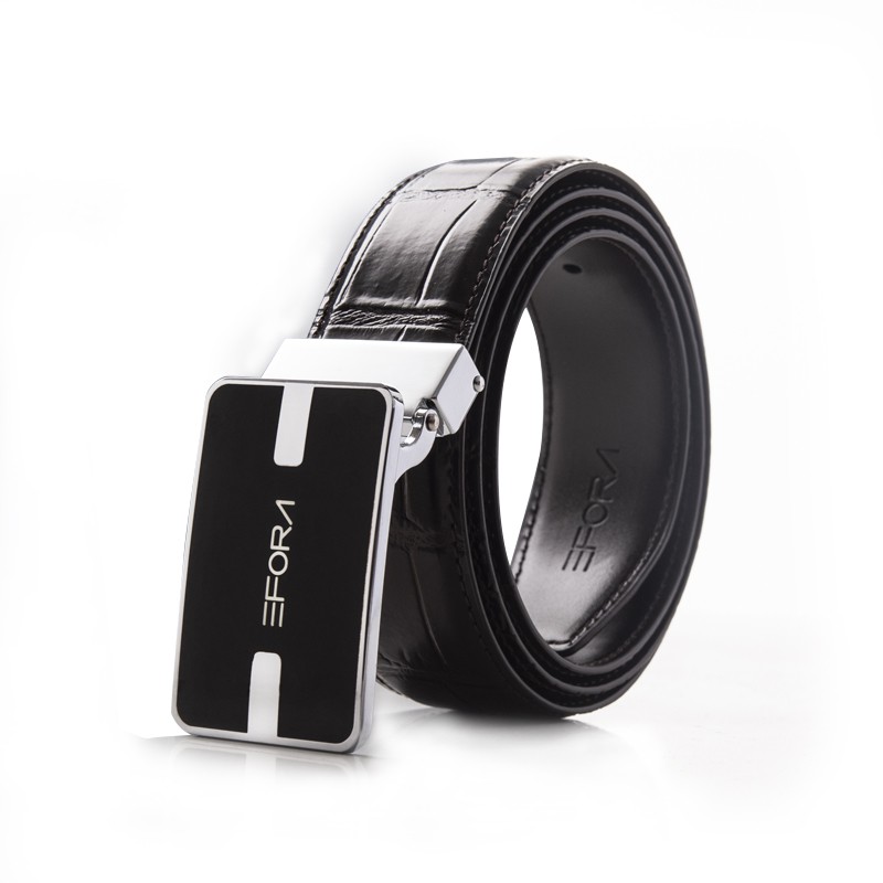 Thắt lưng nam da thật, mặt đặc, khóa cài tự động, màu nâu Efora Leather Belt EF011-BL