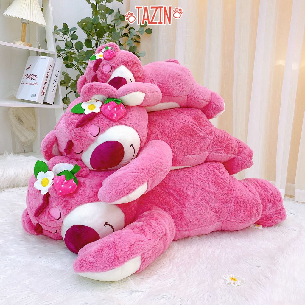 Gấu Bông Lotso Tai Dâu Cao Cấp, Gấu Lotso Nằm Ngủ Mùi Thơm Nhẹ Dễ Thương