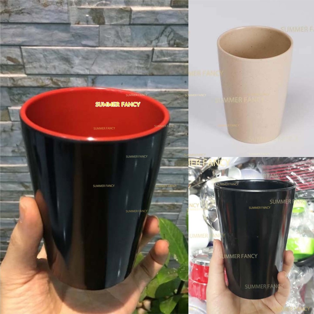 Ly nhựa 7.3 x 9.7cm ~ 260ml uống nước ca melamine phíp cốc uống trà đen xang vàng - cup mug F-LY10