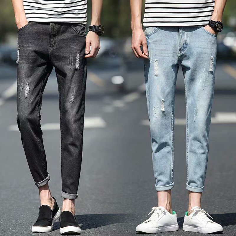 Quần Jeans Lửng Rách Gối Thời Trang Dành Cho Nam