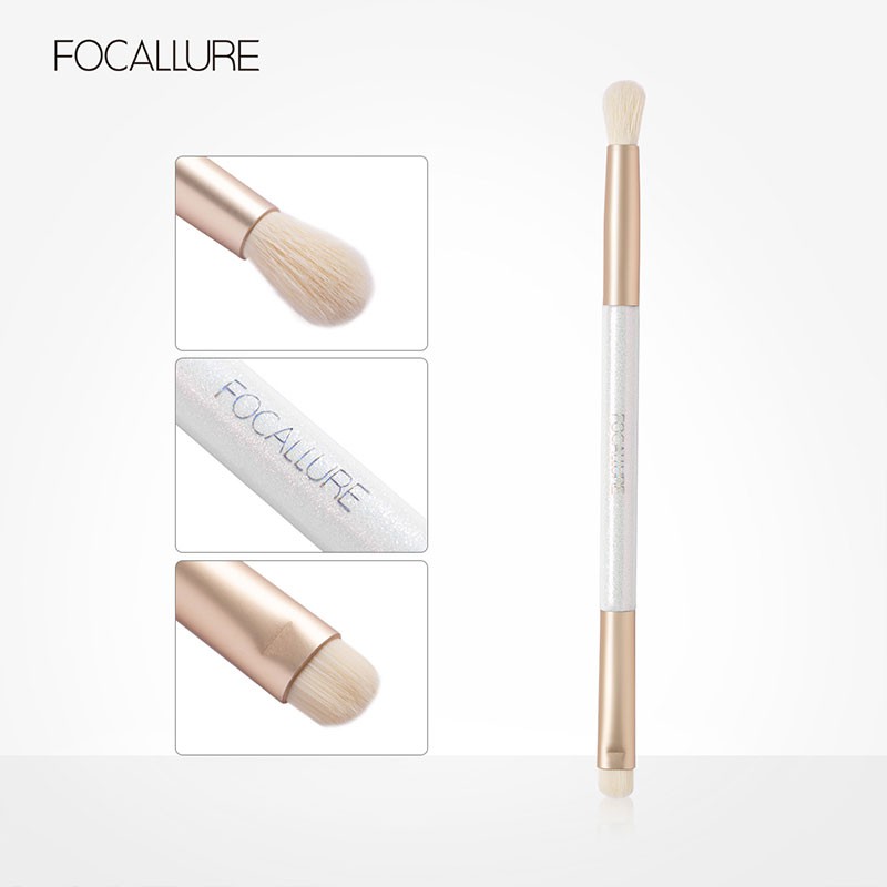 【Ready Stock】 FOCALLURE Double End Blusher Highlighter Eyeshadow Powder Brush Makeup Tool 【YOOL】