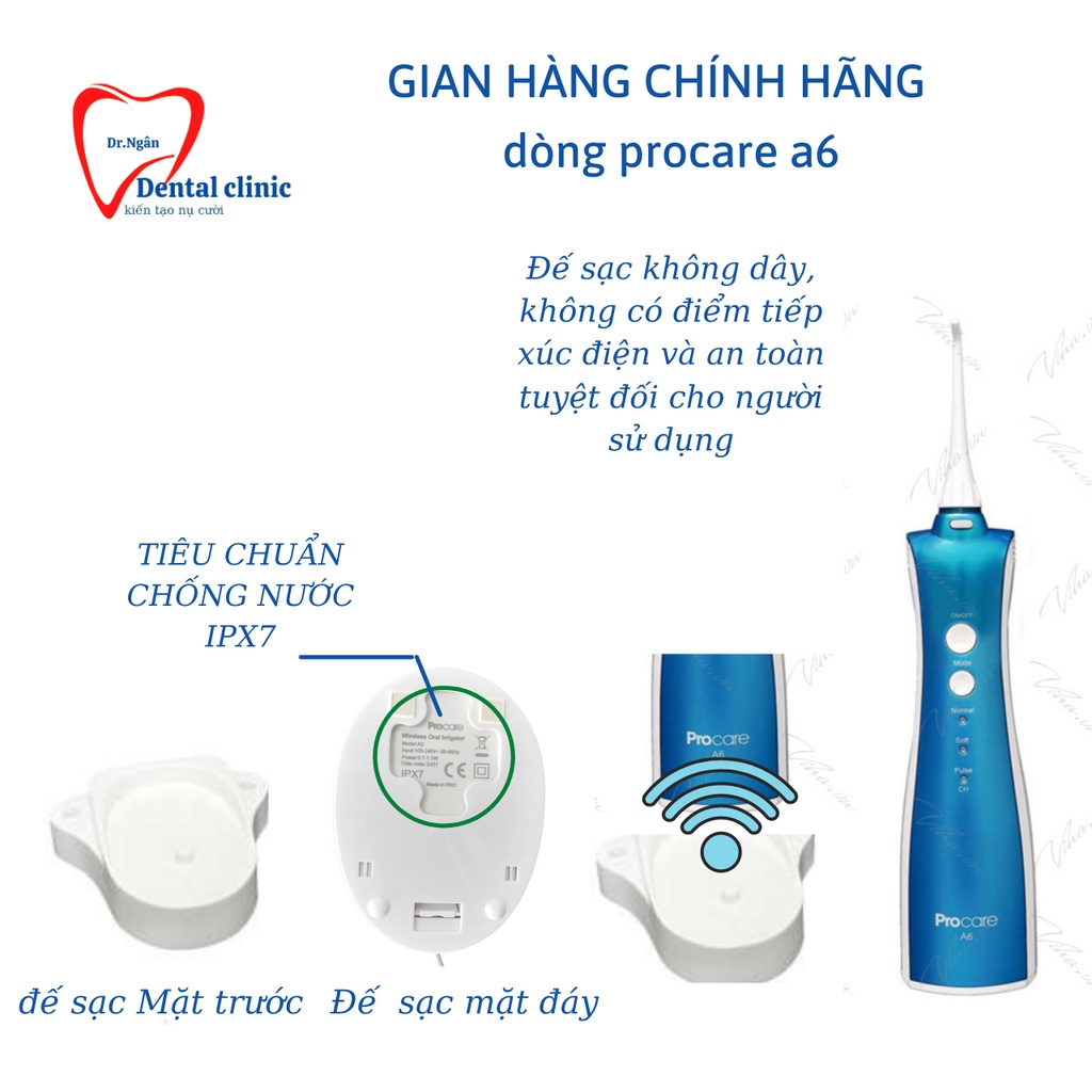Máy Tăm Nước PROCARE A6-Máy Tăm Nước vệ sinh răng miệng nha sỹ khuyên dùng tốt nhất HÀNG CHÍNH HÃNG