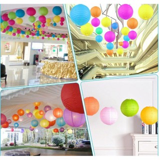 Đèn lồng giấy tròn nhiều màu d15/20/25/30/40cm trang trí tết, lễ hội, sự kiên