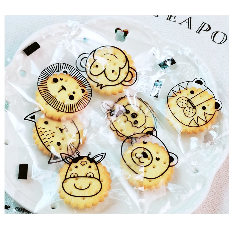 set 50 túi hàn miệng trong suốt chủ đề động vật size 4.5 x 7.5 cm