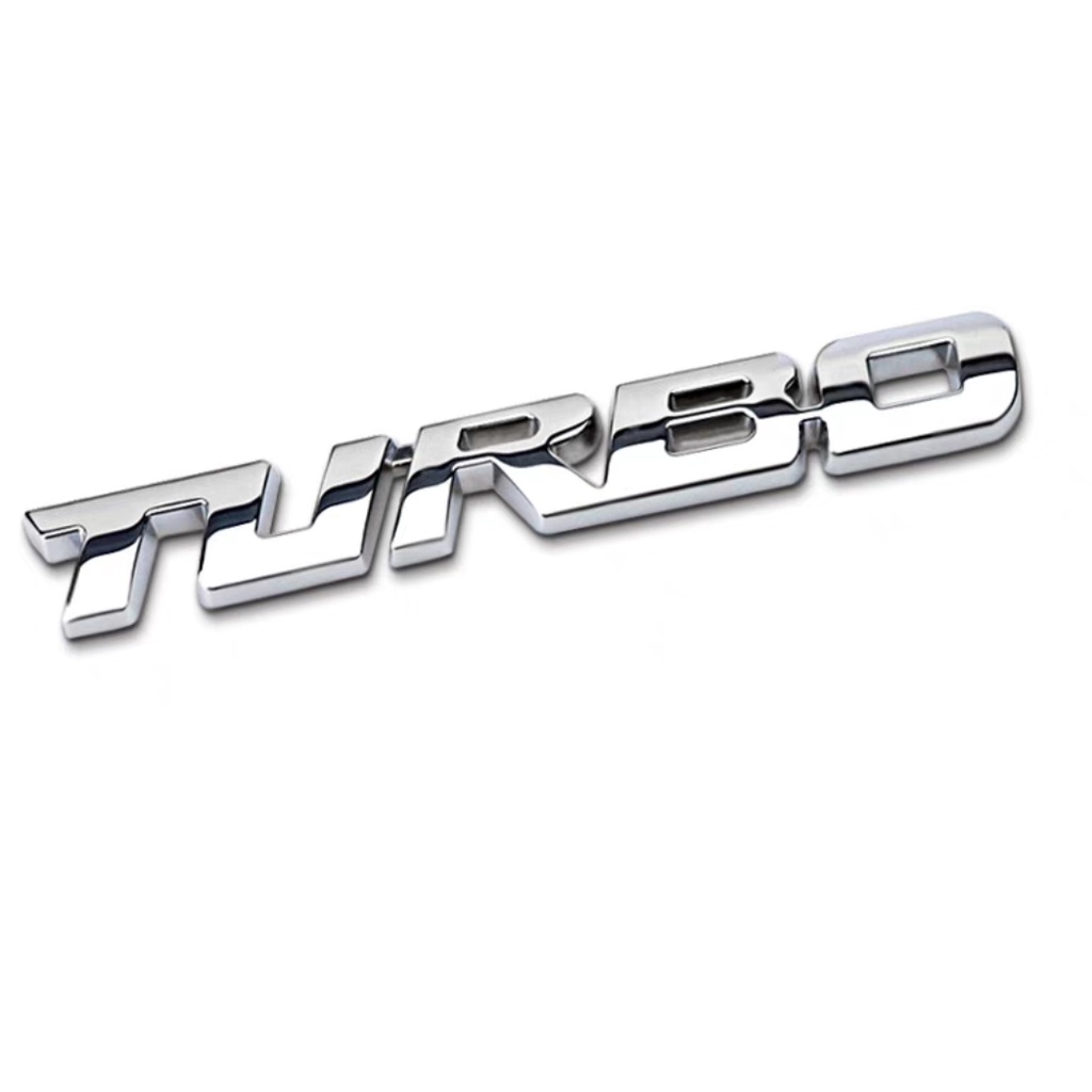 Logo &quot; turbo &quot; bằng kim loại dán trang trí xe hơi