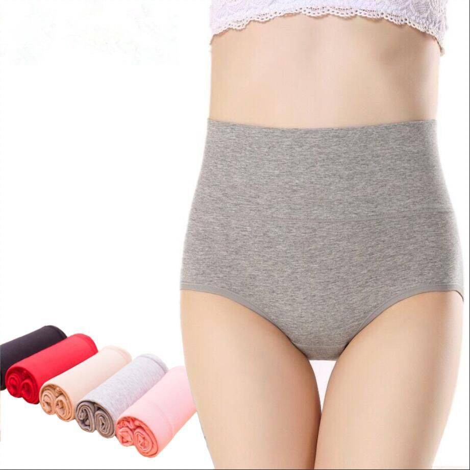 95% Cotton eo cao Đồ lót nữ Màu tinh khiết Kích thước lớn Bụng Hip Sexy Cotton Quần Tam giác của phụ nữ