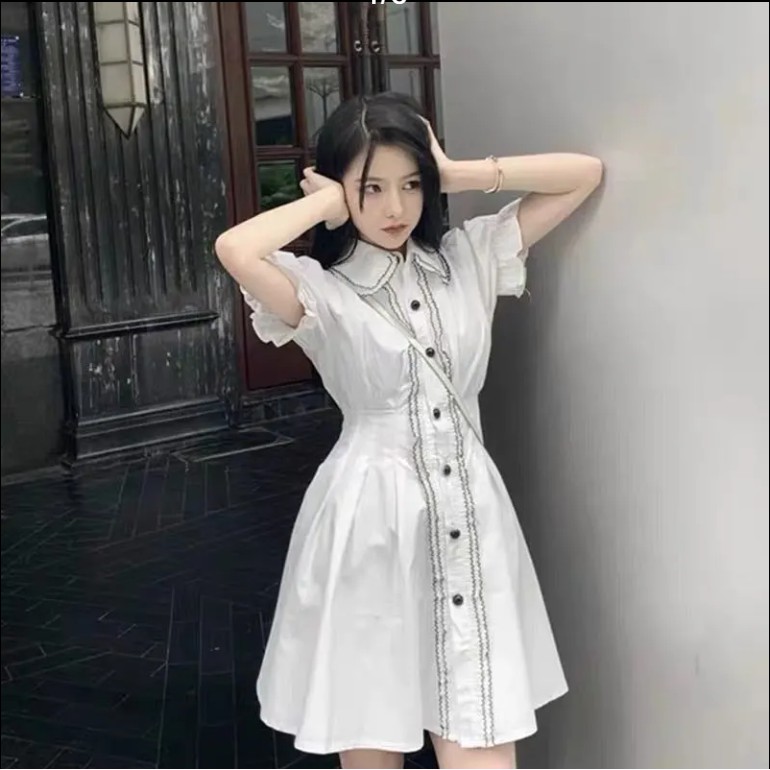 Đầm nữ tay ngắn phong cách ngọt ngào và dễ thương | BigBuy360 - bigbuy360.vn