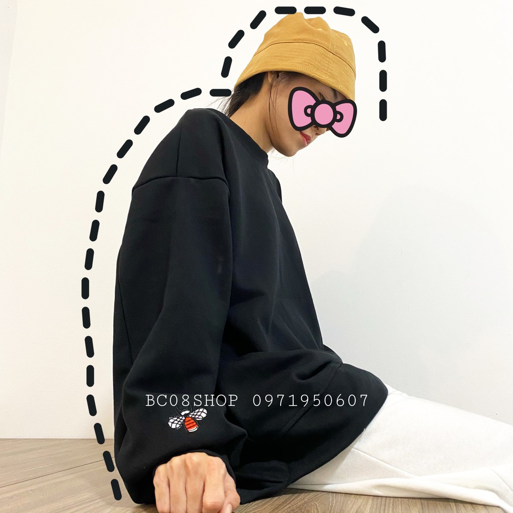 Áo Sweater Nữ Tay Phồng Lệch Tà Thiêu Ong 2 màu Đen Trắng form rộng BC160 | BigBuy360 - bigbuy360.vn
