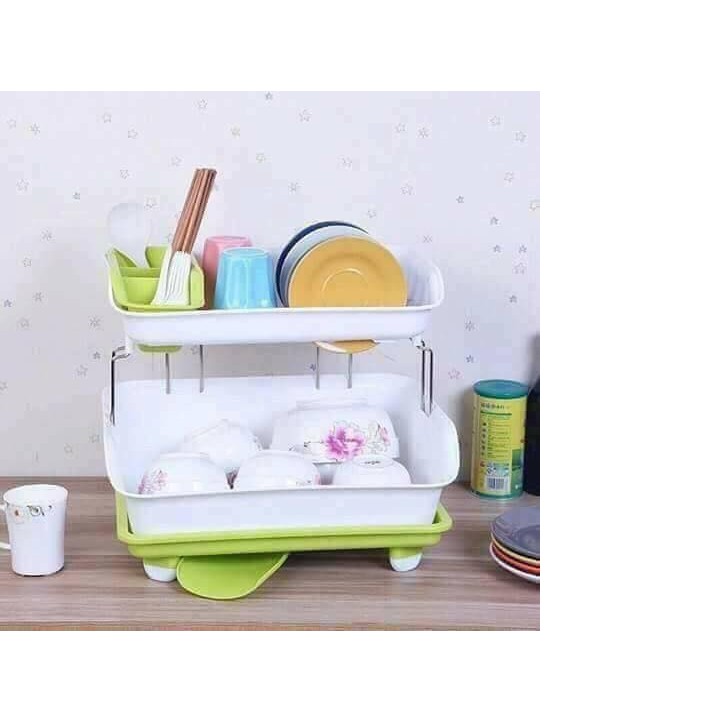 Kệ úp bát 2 tầng có khay hứng nước