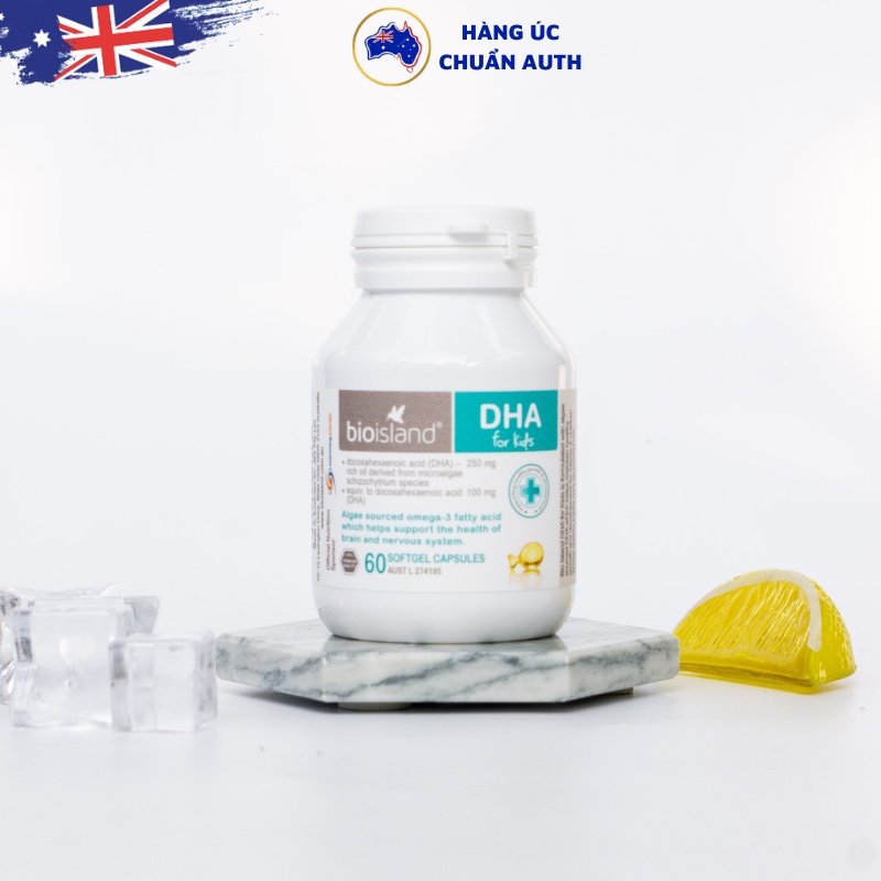Viên uống bổ sung DHA cho bé Bio Island DHA kid Úc 60 viên - Date mới