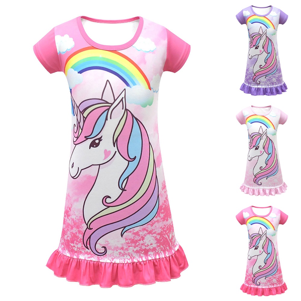 Đồ ngủ Ngắn Tay In Họa Tiết Hoạt Hình Dễ Thương Cho Bé Gái