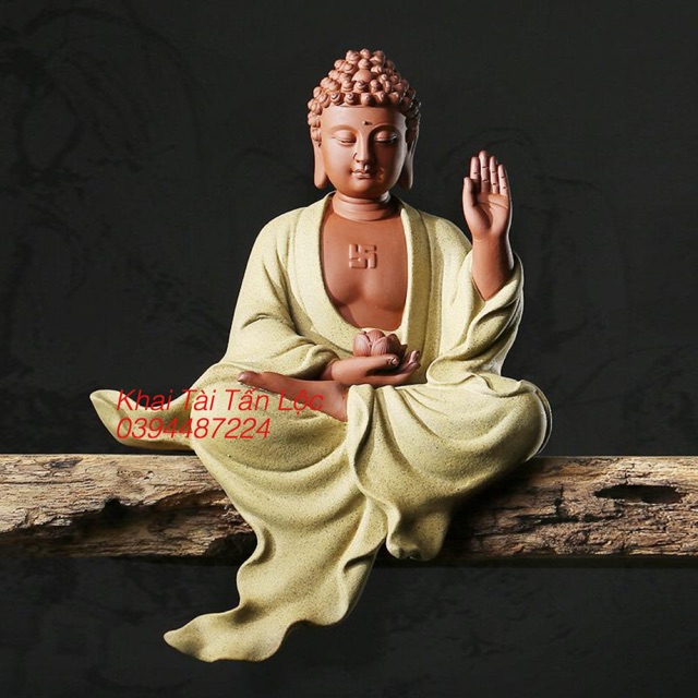 Tượng Phật Adida gốm tử sa cao 30 cm hàng cao cấp