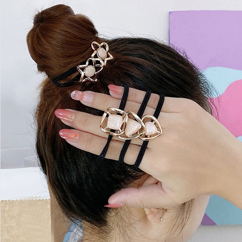 Dây Cột Tóc Đính Ngôi Sao/Trái Tim/Tam Giác Thời Trang Hàn Quốc