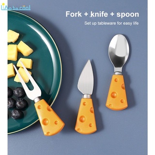 Bộ dụng cụ ăn tráng miệng hình phô mai bằng thép không gỉ sáng tạo