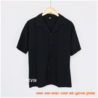 [*******] Áo sơ mi ngắn tay Nam Nữ Cổ V*st TRƠN trắng và đ*n - Kiể* sơ mi tay ngắn form rộng L**vin Stor* nk032