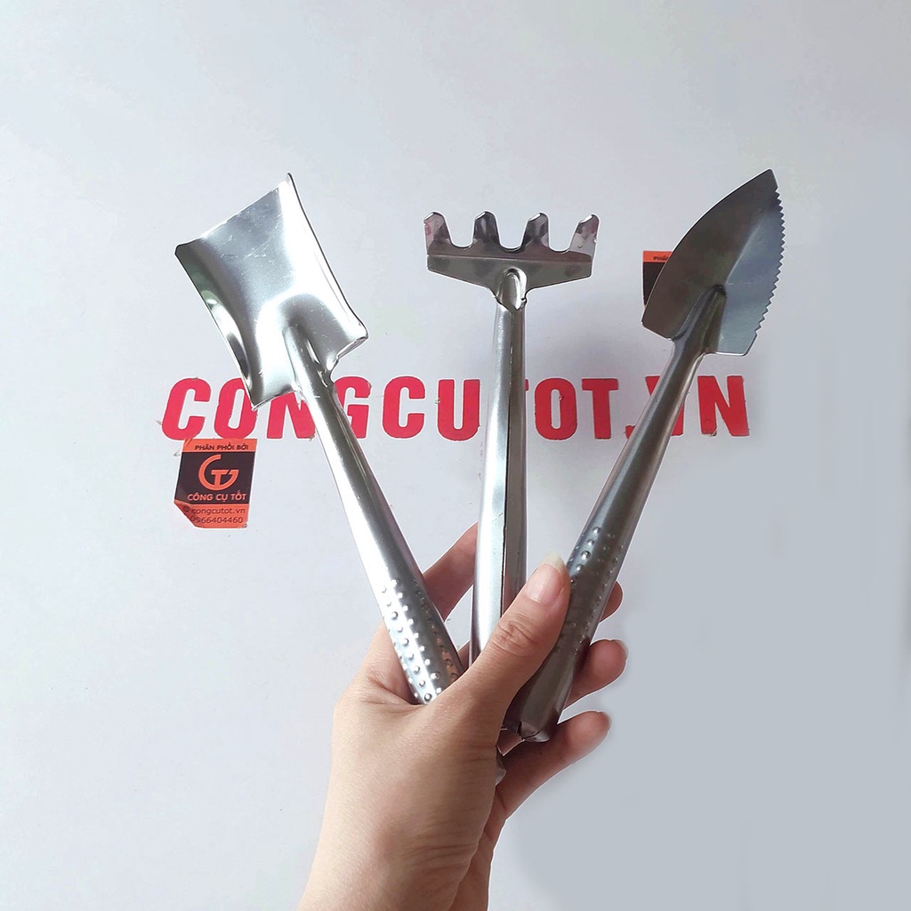 Bộ 3 dụng cụ trồng chậu cây bằng inox