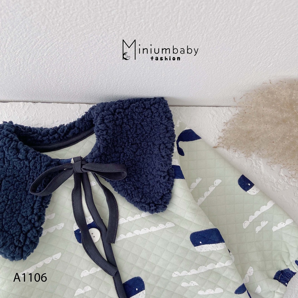 Áo khoác trẻ em MiniumBaby trần bông cho bé gái họa tiết ngộ nghĩnh - A1106