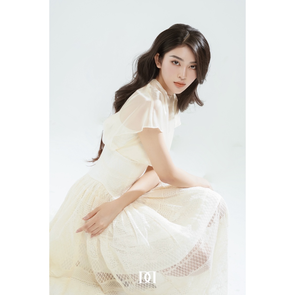 Váy ren trắng phối voan cao cấp thiết kế thanh lịch nữ tính Taylor Dress - Darling Diva
