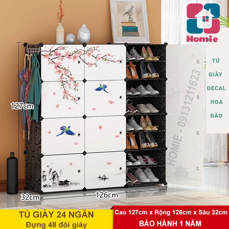 Tủ nhựa lắp ghép đựng giầy dép 24 ngăn (đựng 48 đôi giày) - Tủ giầy dép lắp ráp 24 ô