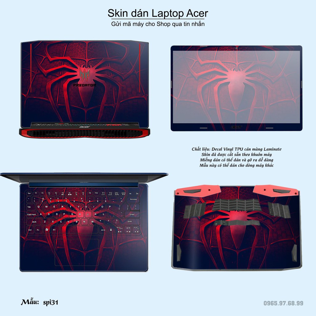 Skin dán Laptop Acer in hình người nhện Spiderman _nhiều mẫu 2 (inbox mã máy cho Shop)
