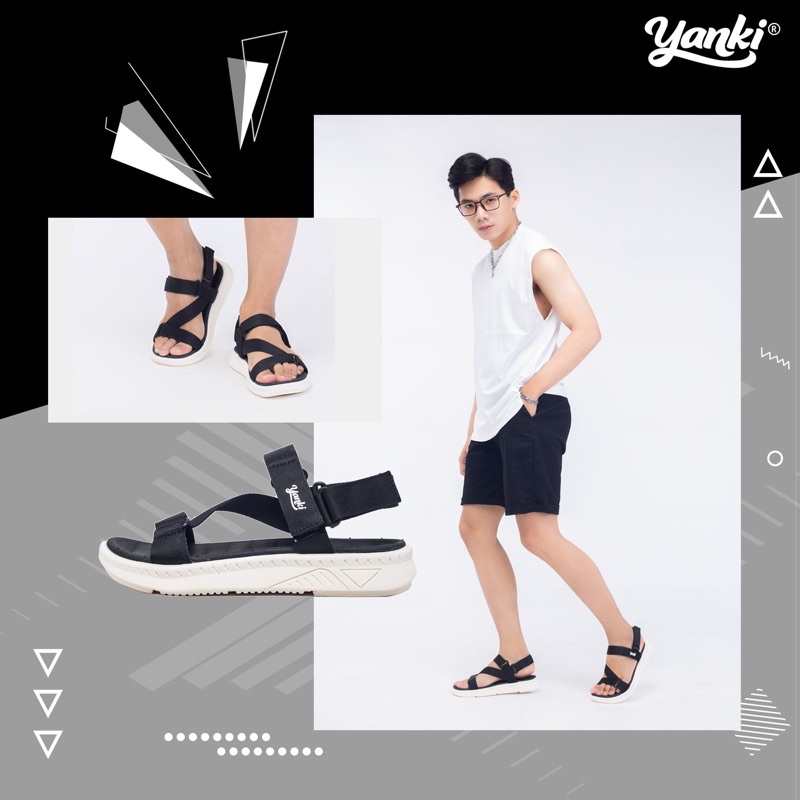 Giày Sandal Nam Quai Chéo Thể Thao Thời Trang YANKI Streetstyle YK201 - Đen