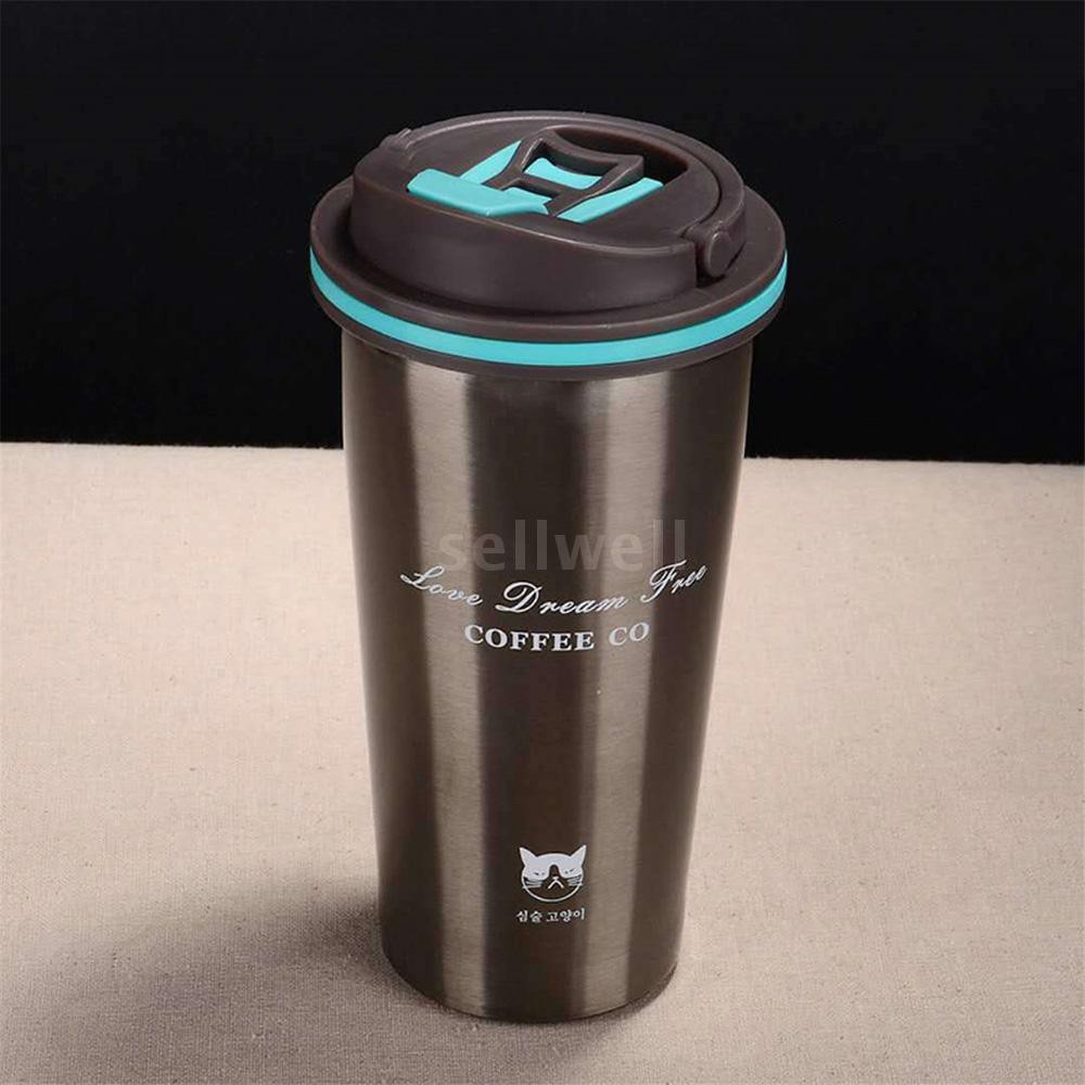 S&W 500ml Stainless Steel Car Coffee Cup Leakproof Insulated Thermal Thermos Cup Car Portable Travel Coffee Mug