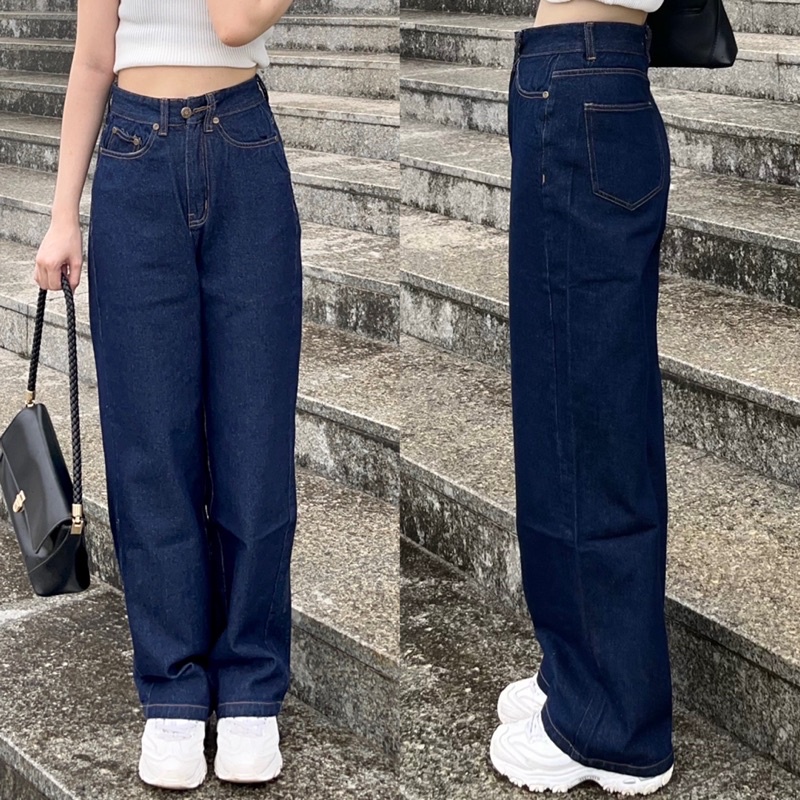 [NEW] Quần jean nữ lưng siêu cao dáng ống rộng dài, hàng cao cấp - Ms04