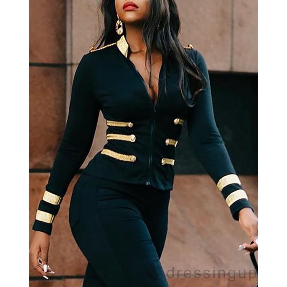 Áo Khoác Tay Dài Có Dây Kéo Thời Trang Sang Trọng Cho Nữ