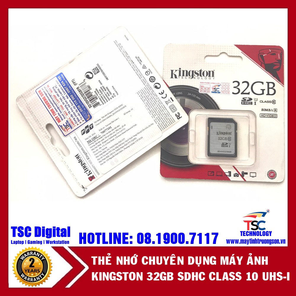 Thẻ Nhớ KINGSTON 32GB SDHC CLASS 10 UHSI 45MB/S_SD10VG2/32GBFR