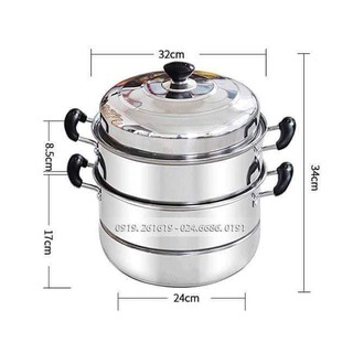 Bộ Nồi Hấp Inox 3 Tầng (Size 28cm)