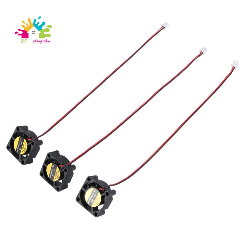Bộ 3 Quạt Tản Nhiệt Mini DC 12V 0.1A 2Pin 25mm x25mm x10mm Đen