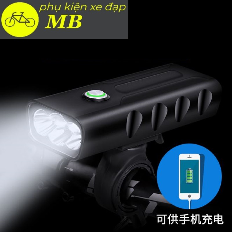 đèn xe đạp siêu sáng chống nước sạc usb tiện lợi vỏ nhôm dập nguyên khối siêu cứng 3 pha led hiệu suất cao BX3